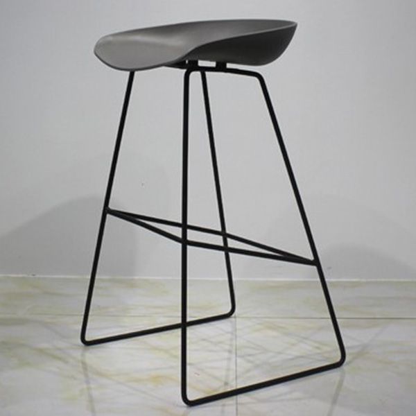 Contemporary Metal Counter Stool Plastic Low Back Furniture with Iorn 4 Legs