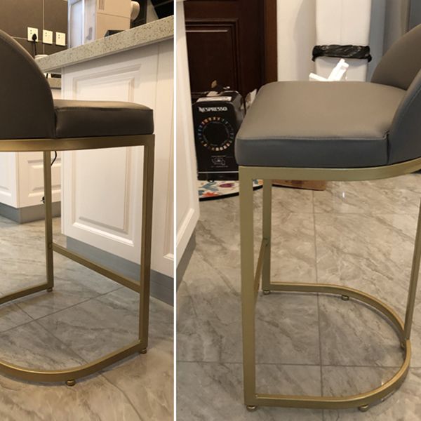 Glam Faux Leather Counter Height Stool Metal Bar Stool Bar Stool with Footrest