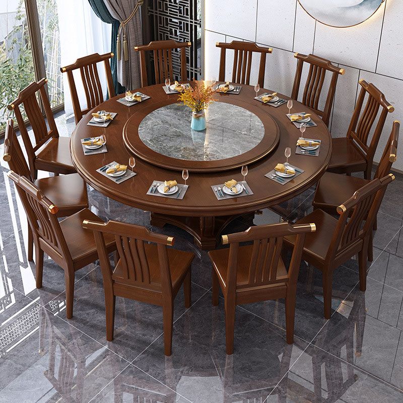 Solid Wood Pedestal Dining Table Tradition Turntable Kitchen Table