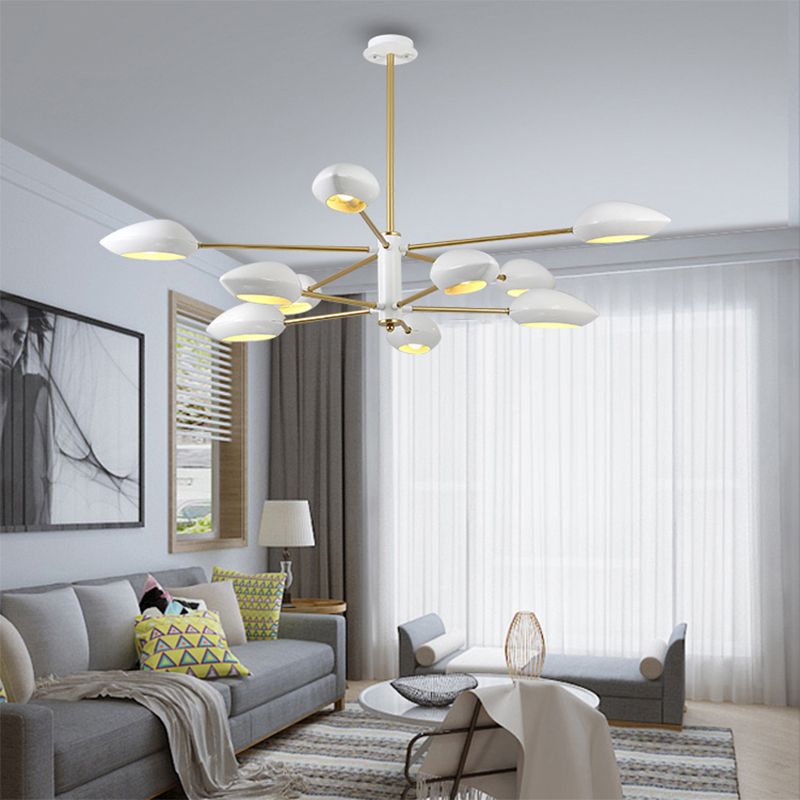 Ellipse Dining Room Hanging Light Contemporary Metal 5/6/8 Lumières Lumière de lustre noir / blanc