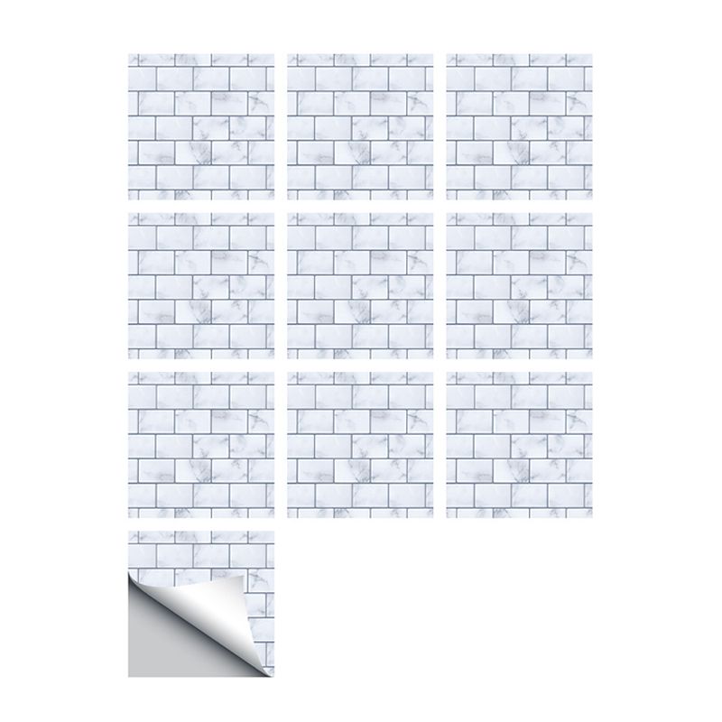 Smooth Blue Wallpaper Panel Country Style Faux Brick Stick On Wall Covering, 8' L x 8" W