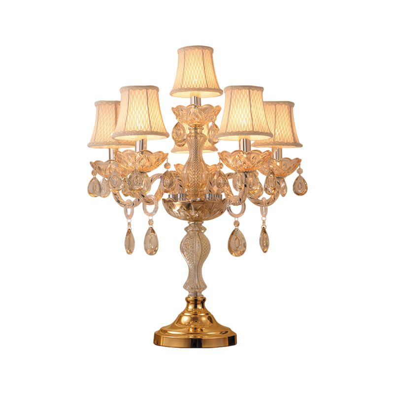 Gold 5/6/7 Bulbes Night Stand Lampe traditionnelle de table de chandelier à cristal clair
