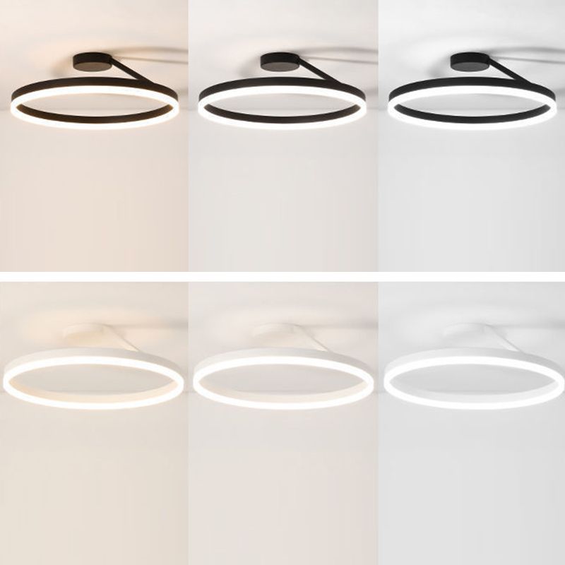 Minimalisme Cirkel LED-plafondlamp Eigentijdse stijl Acryl Semi-inbouwlamp voor slaapkamer-eetkamer