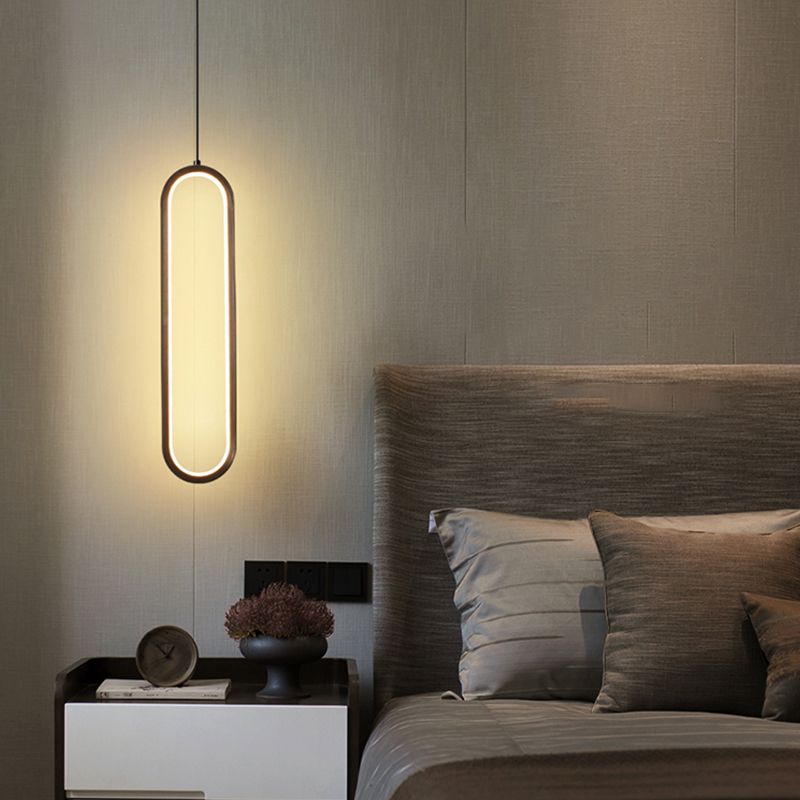 Linear Shape Metal Pendant Light Modern Style 1-Light Hanging Lamp
