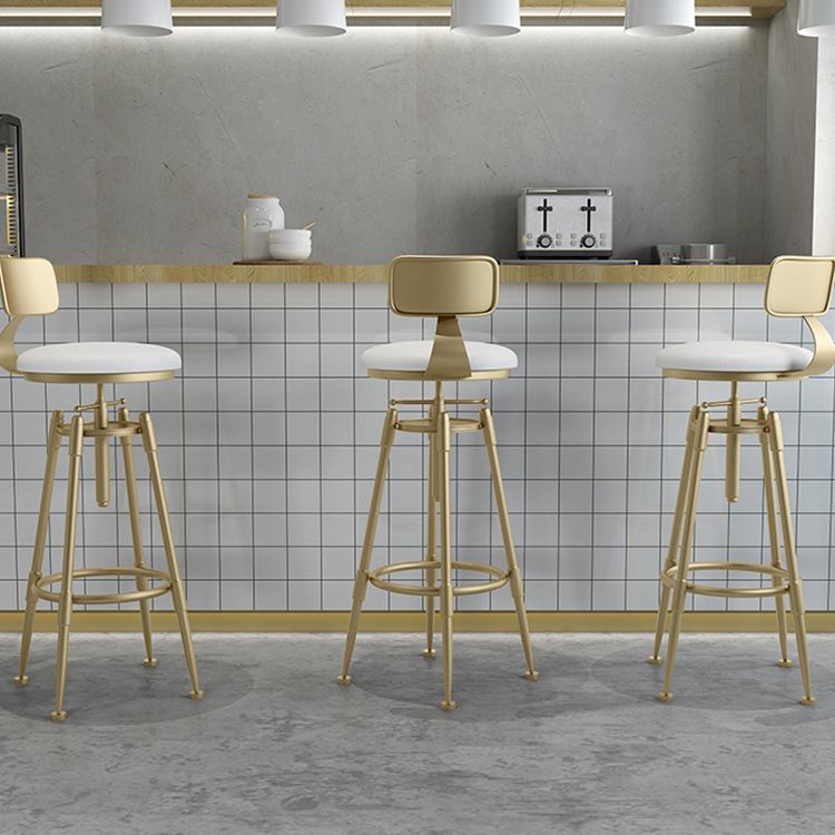 Glam Rotatable Liftable Counter Stool Iron Cafe Bar Stool with Cushion and Pedal