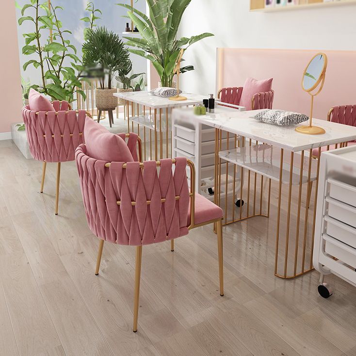 La salle à manger contemporaine en métal préside des chaises de salle à manger sans bras en velours pour un usage domestique