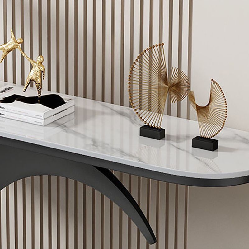Contemporary Stone Console Table Half Moon Console Sofa Table for Hall