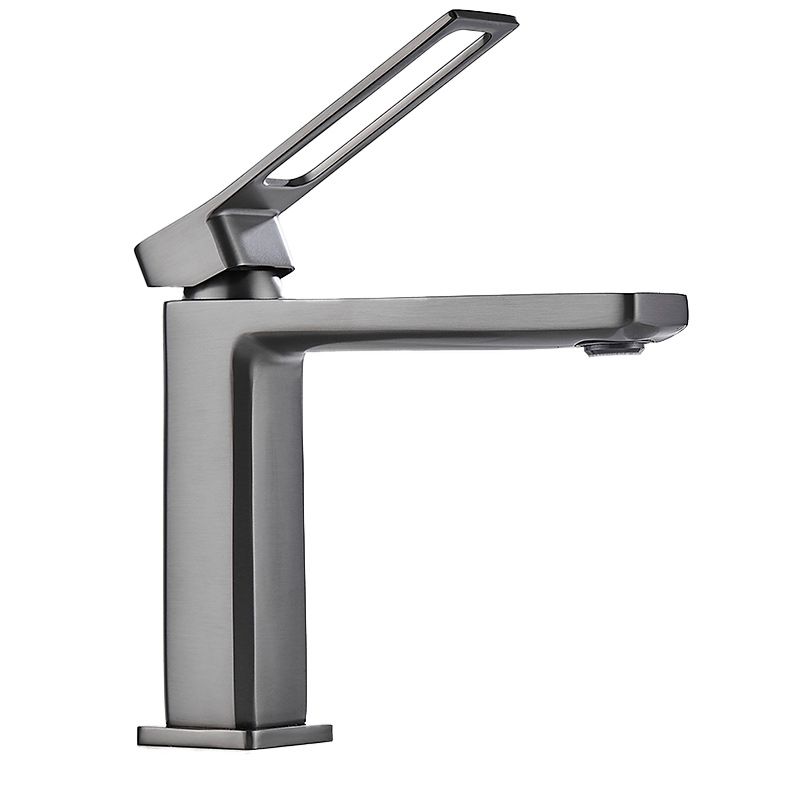 Modern Knob Handle Square Faucet Brass Deck Mounted Bathroom Sink Faucet