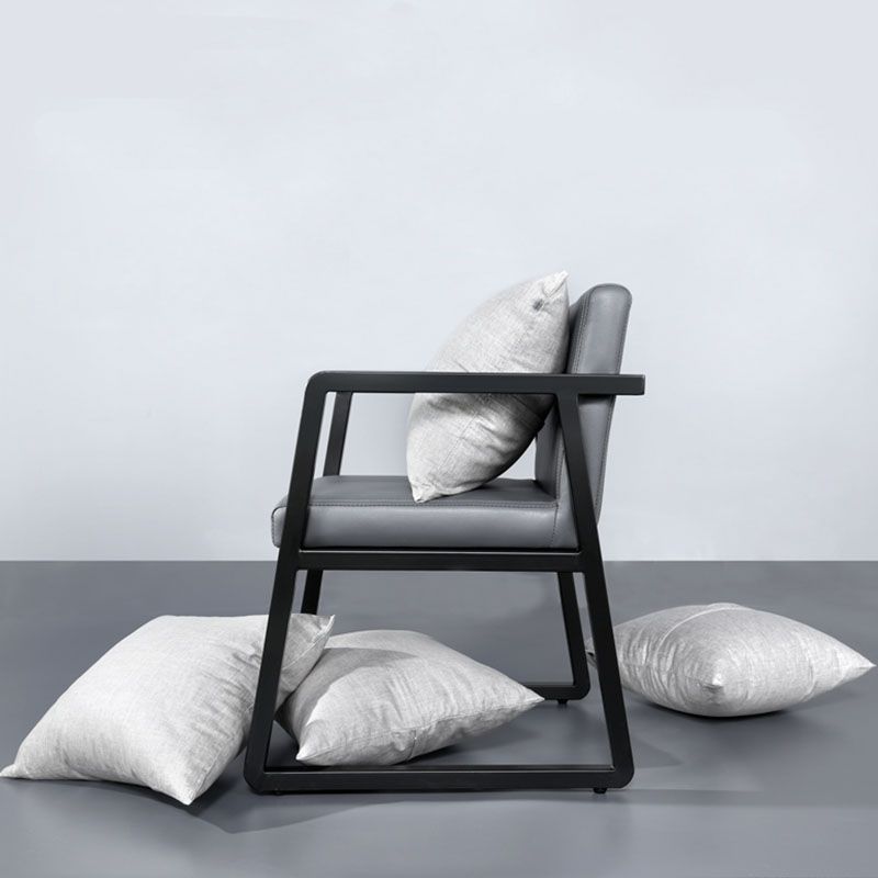 Contemporary Kitchen Dining Arm Chair Upholstered Side Chair in Grey