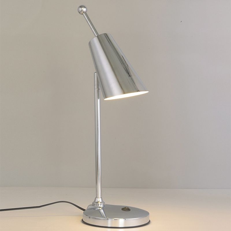 Post Modern LED Nightstand Light with Metal Shade Gold/Silver Finish Conic Table Lamp for Bedroom