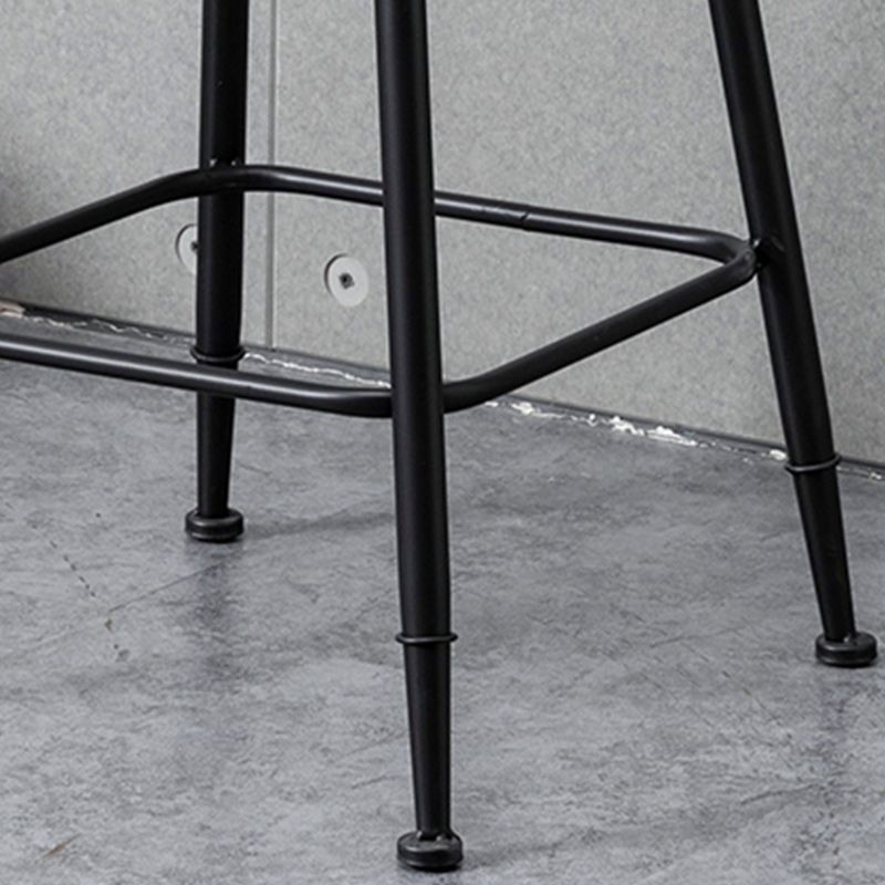 Indoor Industrial Wood Top Barstool Metal 4 Legs Bar Stool with Pedal