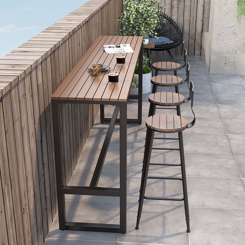 Industrial Bar Set 1/2/5 Pcs Wood Counter Height Table with Metal Barstool