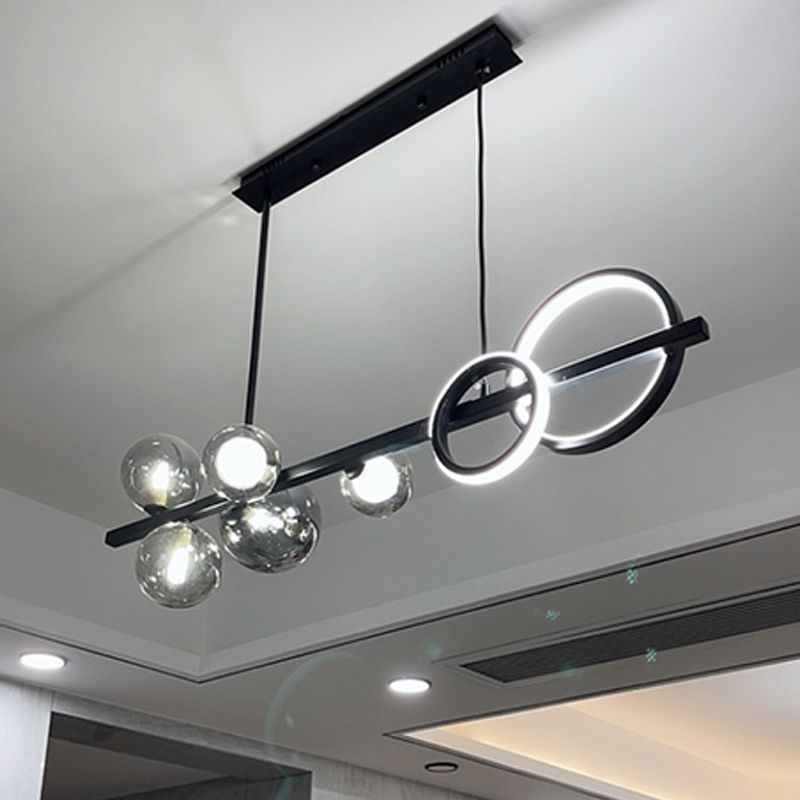 Contemporary Kitchen Island Lighting Spherical Metal 7-Light Hanging Light Fixtures