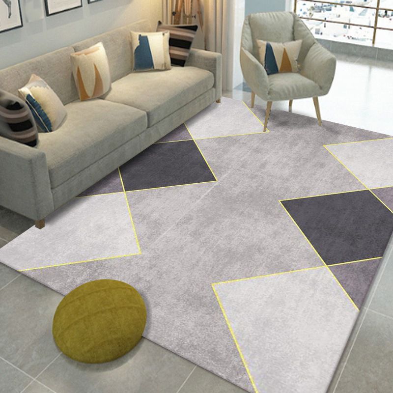 Grey Tone Rug Rectangle Shape Stain Resistant Rug for Home Decor