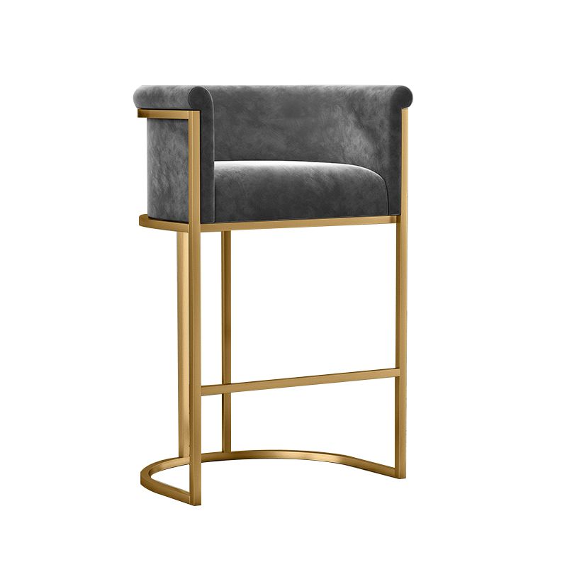 Glam Low Back Dining Stools Bucket Bar Stools with Metal Legs