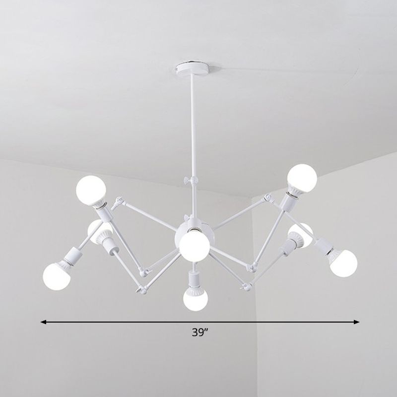 Nordic Swing Arm Pendant Lighting Metal Ceiling Chandelier with Open Bulb Design
