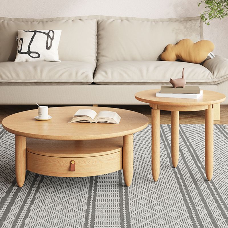 Contemporary Coffee Table Set Round Coffee Cocktail Table with Drawer