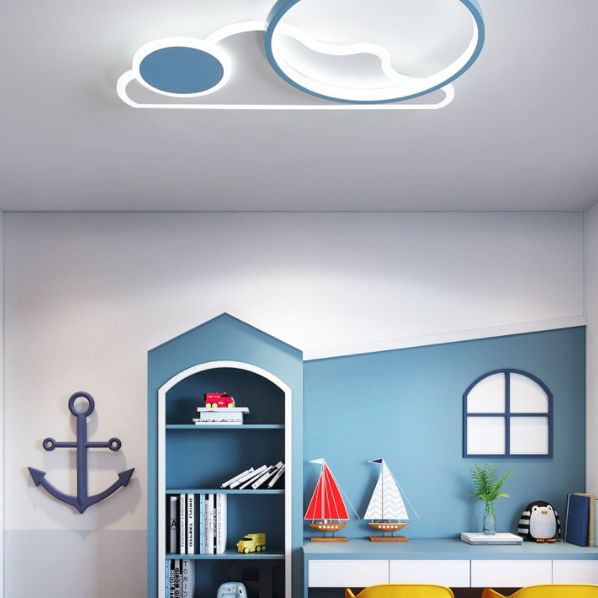 Cloud and Circle Bedroom Flush Ceiling Light Fixture Acrylic LED Simplicity Ceiling Mounted Fixture