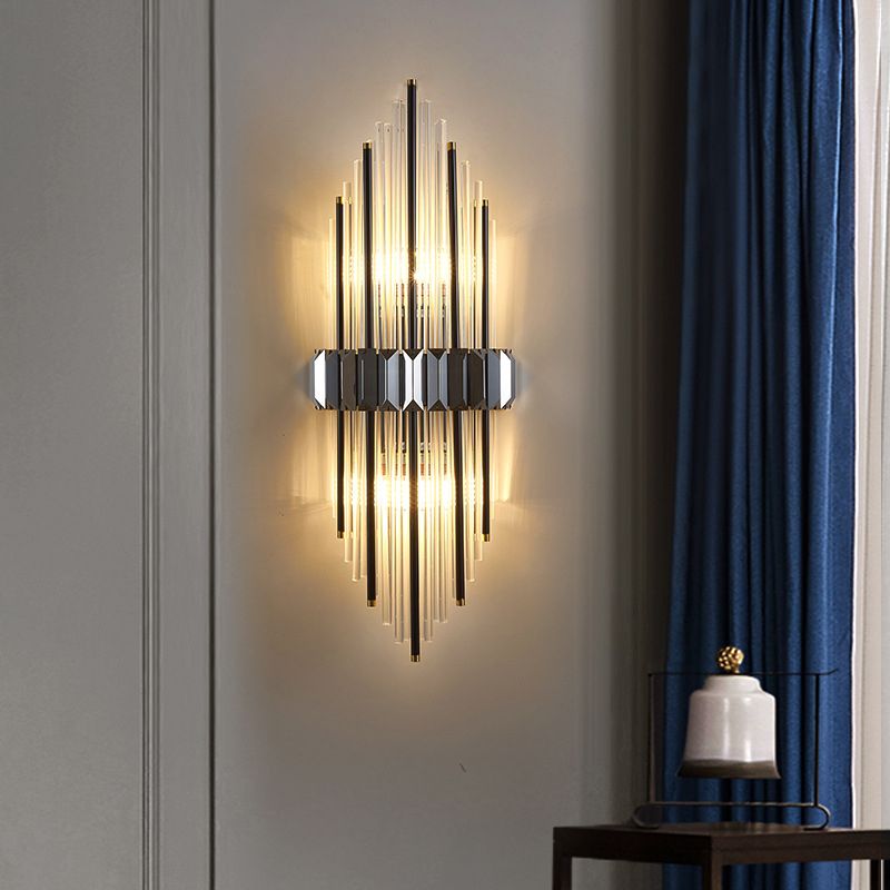 2-Light Geometric Wall Light Sconce Modern Style Glass Wall Lighting
