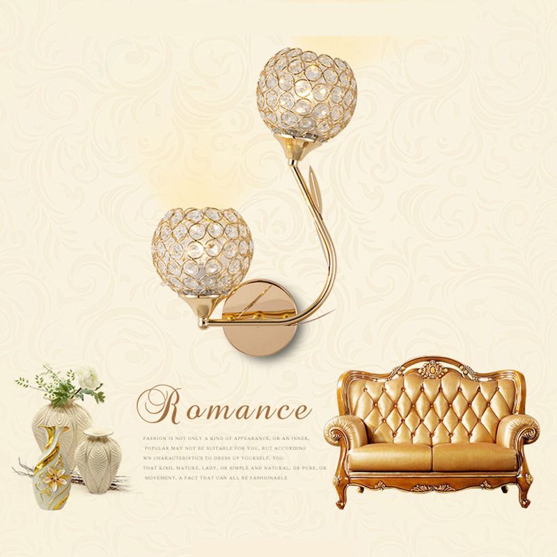 Electroplating Rose Gold Crystal Wall Lamp 1-Light Hollow Ring Inlaid Crystal Sconce Lights for Restaurant Coffee Shop