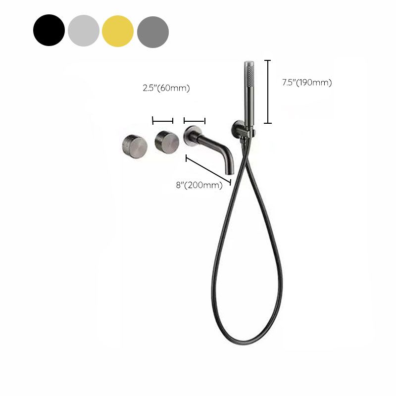 Contemporary Wall Mounted Metal Tub Filler Low Arc Waterfall Bathroom Faucet