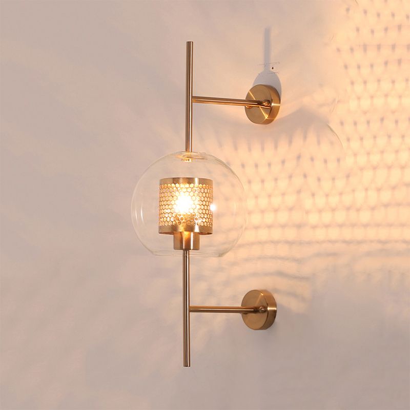 Global Clear Glass Sconce Light Vintage 1 Light 8"/9.5" Wide Silver/Gold Wall Mount Light Fixture