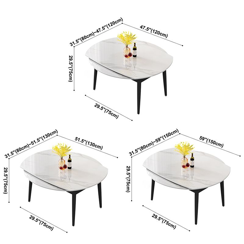 Modern Style Sintered Stone Dining Table Rectangle Table with Black Legs for Home