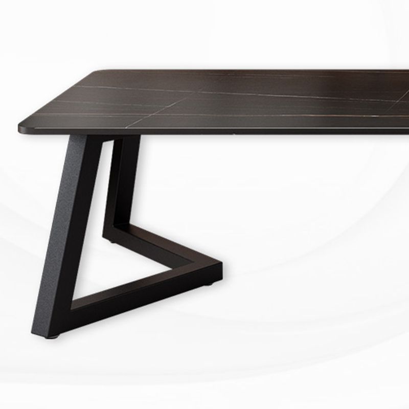 Contemporary 17.7" H Coffee Table Rectangular Stone 1 Single Cocktail Table