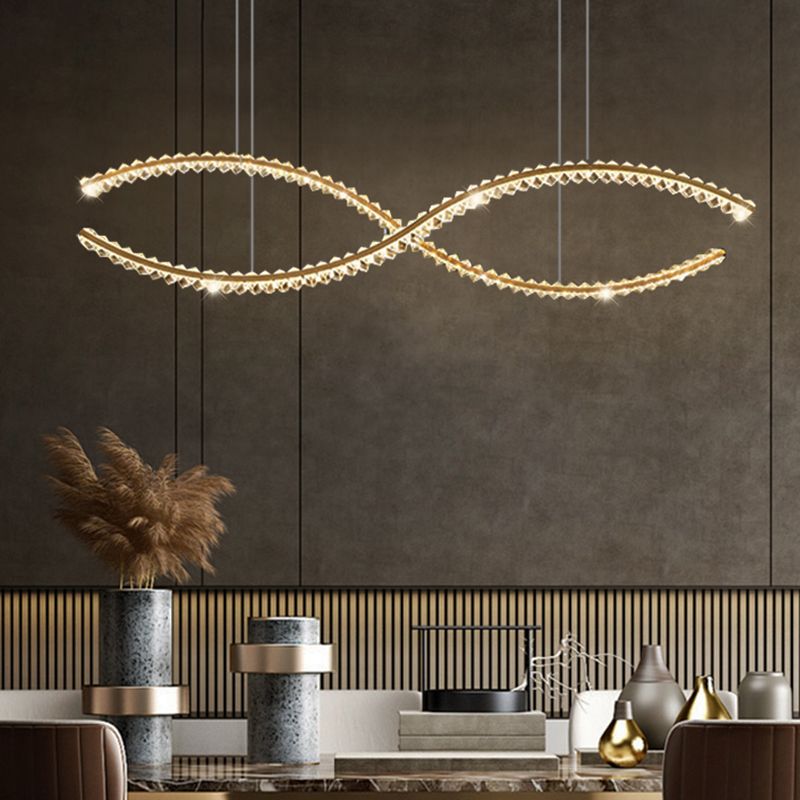 Modern Style Wave Shape Island Pendants Crystal Pendant Lights for Dining Room
