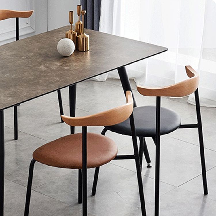 Chaises de salle à manger contemporaines en métal, chaise latérale de salle à manger à dossier ouvert sans accoudoirs pour usage domestique