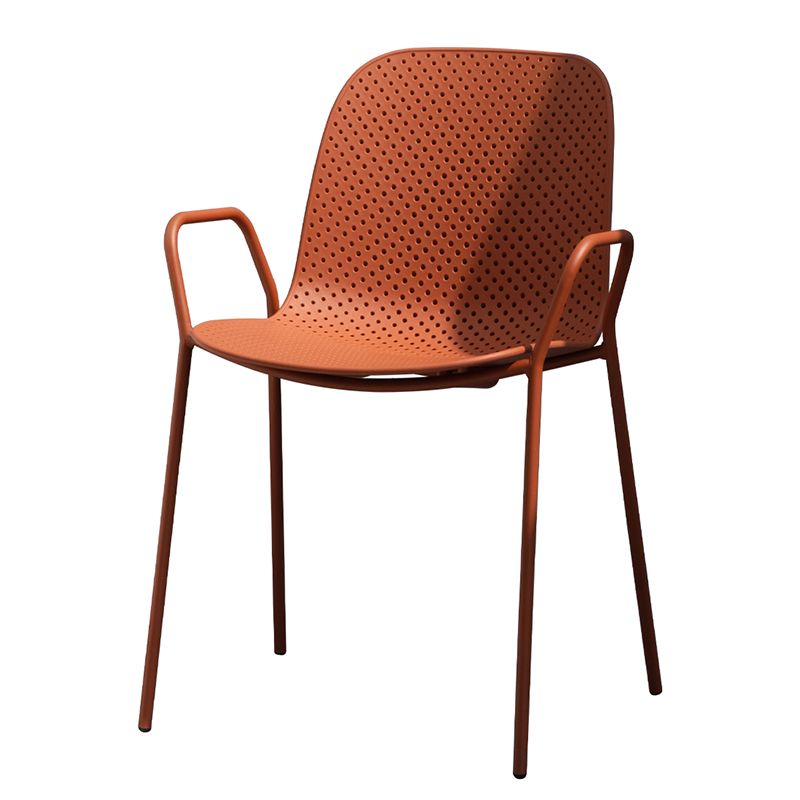 Sillón de comedor de plástico de estilo escandinavo, respaldo sólido, silla individual