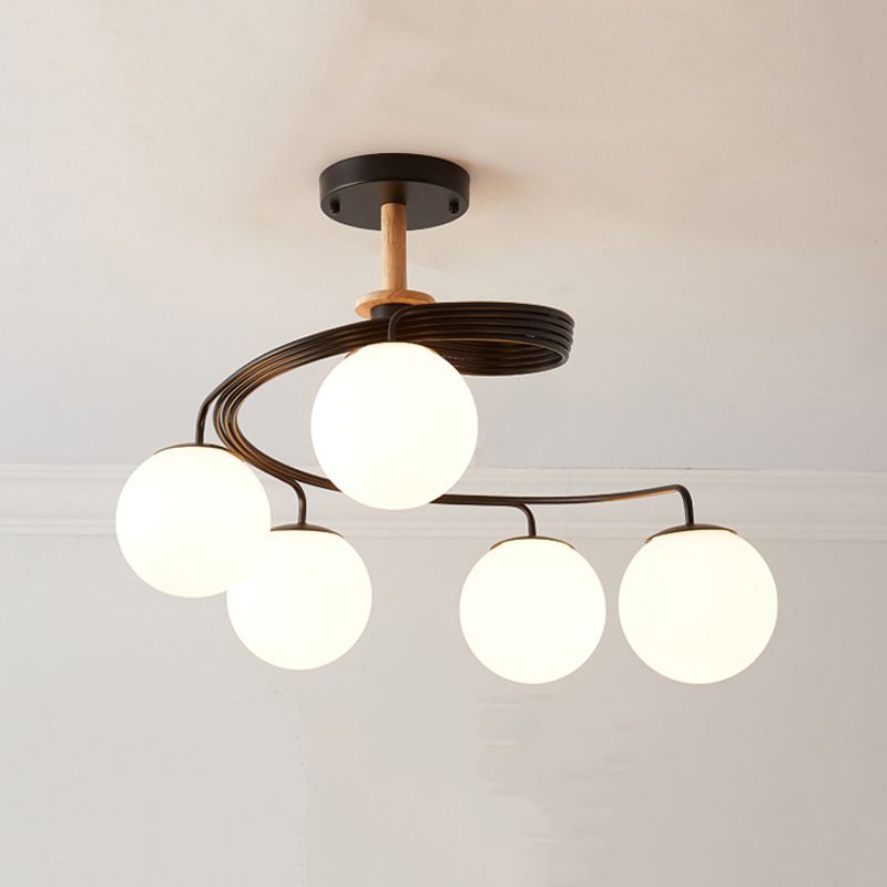 Simple Macron Chandelier Glass Multi Head Pendant Lighting Fixtures for Bedroom