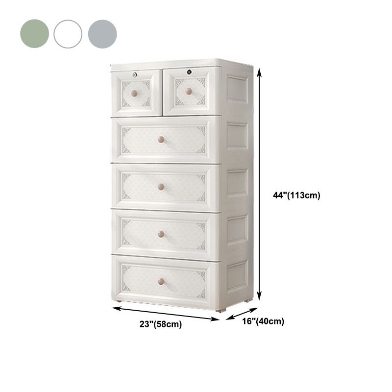 White/Blue/Green Lingerie Chest Contemporary Plastic Chest with Drawers for Bedroom