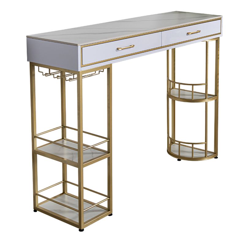 Glam Stone Rectangle Counter Table 1/3 Pieces Bar Table Set for Living Room