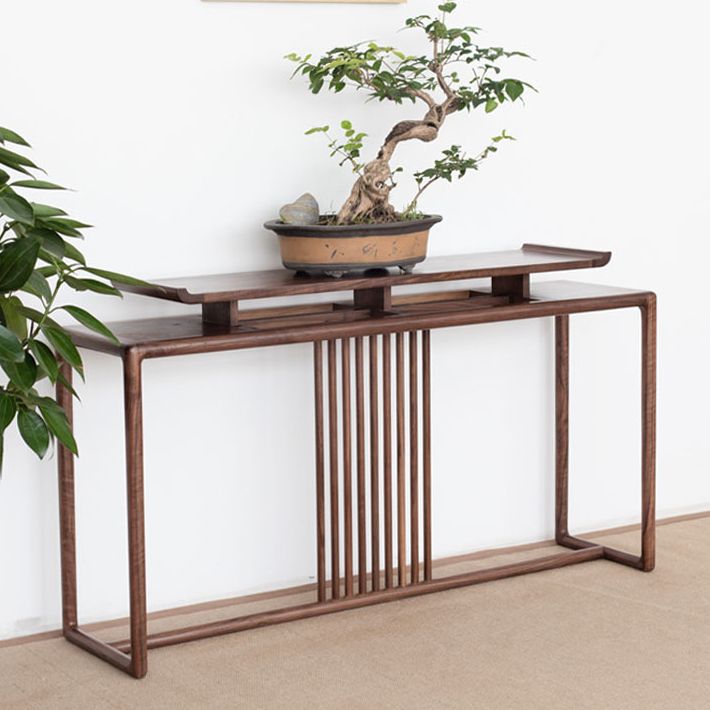 Solid Wood Rectangle Console Table 1-shelf Accent Table for Hall
