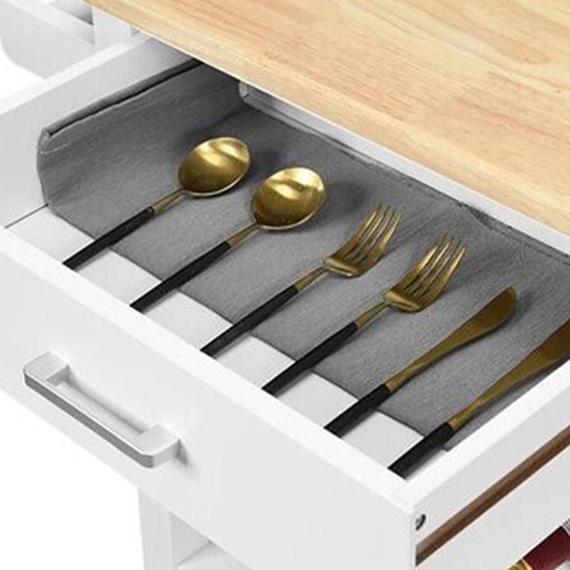 Modern Rolling Kitchen Cart Wood Rectangular Kitchen Island Cart with Towel Rack