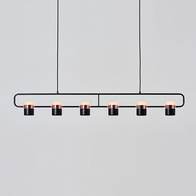 Modern Cylinder Shade Kitchen Island Lighting Black Metallic Light for Dining Room