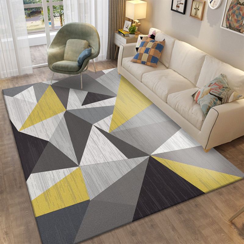 Modern Area Rug Novelty Geometric Pattern Carpet Living Room Polyester Rug with Non-Slip Backing