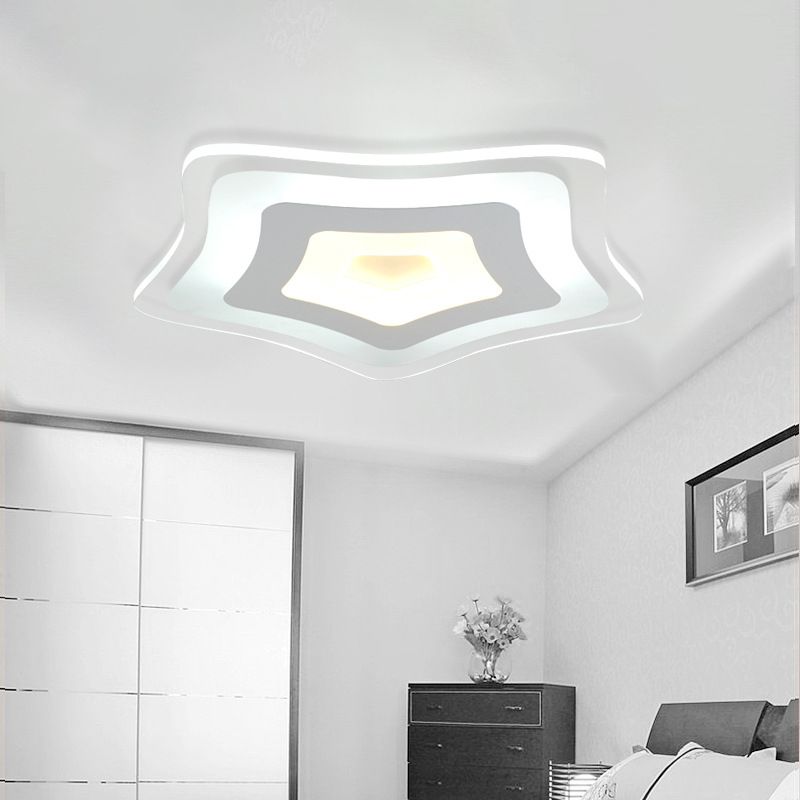 Star Shaped Bedroom Ceiling Lamp Acrylic Modern Ultrathin LED Flush Mount Light in Warm/White Light, 8"/16.5"/20.5" W