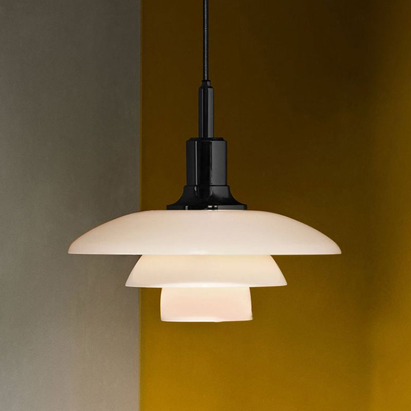 Forme en couches Éclairage suspendu en verre de style moderne 1 pendentif léger pour le salon