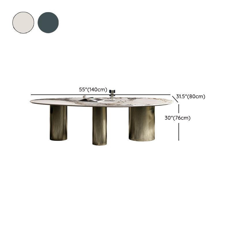 Sintered Stone Home Desk Luxury Oval Shape Fixed Table for Dining Room
