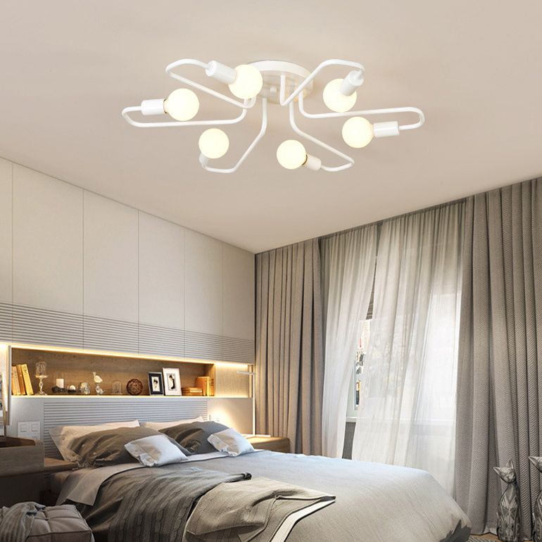 Sputnik Metal Semi Flush Mount in Industrial Retro Style Ceiling Fixture for Living Room