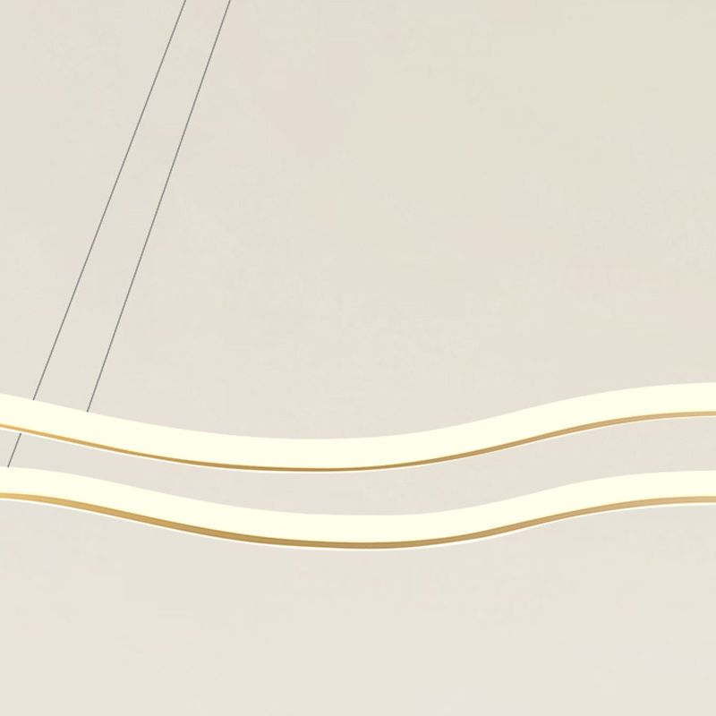 Nordic Modern Metal Chandelier Lamp Linear Gold Island Pendant for Dining Room