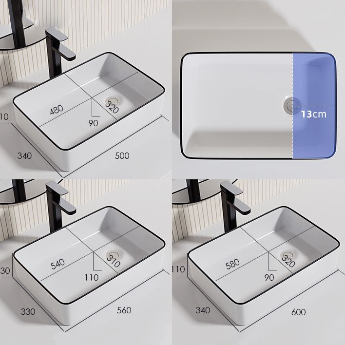 Contemporary Bathroom Sink Porcelain Oval-Shape Vessel Bathroom Sink with Pop-Up Drain