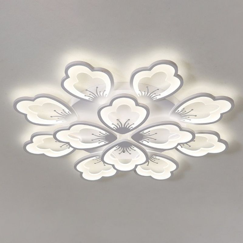 Contemporary Floral Flush Mount Light Acrylic Living Room LED Semi Flush Ceiling Light