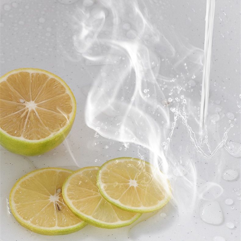 Modern Style Kitchen Sink Overflow Hole Design Drop-In Quartz Kitchen Sink in White