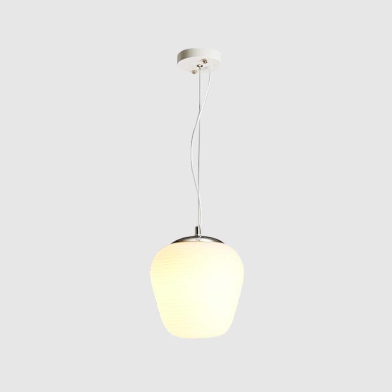 Nordic Stylish Pendant Light 1 Light Opal Glass Suspension Light in White for Office Kitchen Island