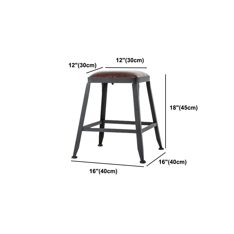 Industrial Armless Counter Stool Iron Milk Tea Shop Bar Stool with Cushion and Pedal