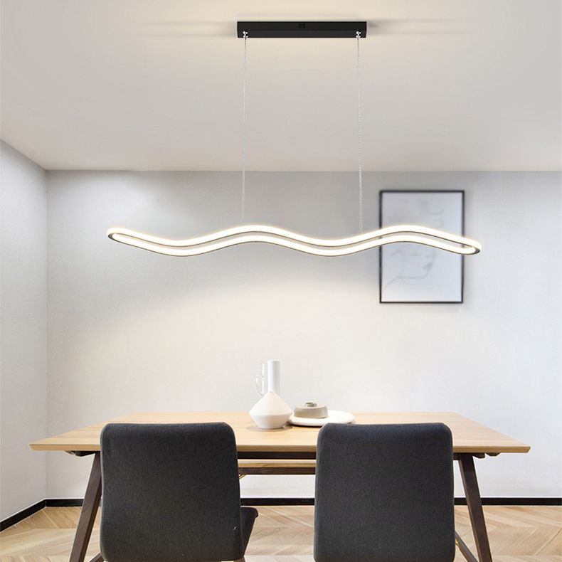 Modern Creative Style Hanging Lamp Linear Metal Island Light Fixture for Kitchen