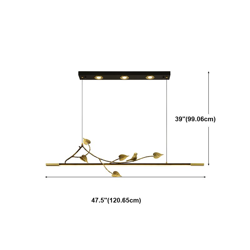 Modern Style Linear Shape Island Lights Metal 4 Light Island Lighting Ideas in Black